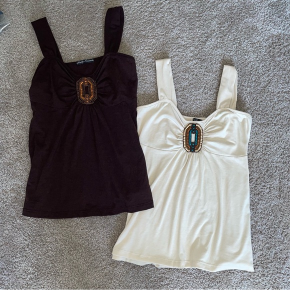 Simply irresistible duo tank tops brown & white medium - Picture 3 of 10